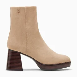Vanessa Wu Bottines Marina Beiges A Plateforme Et Talon Bois