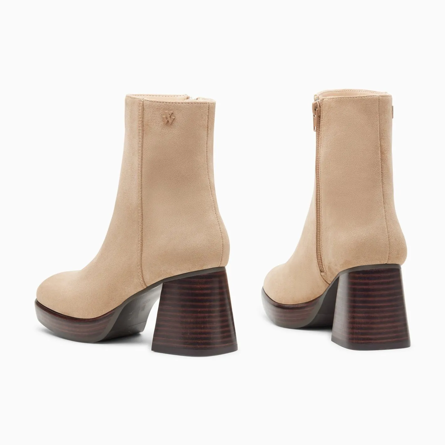 Vanessa Wu Bottines Marina Beiges A Plateforme Et Talon Bois