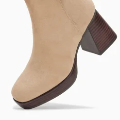 Vanessa Wu Bottines Marina Beiges A Plateforme Et Talon Bois
