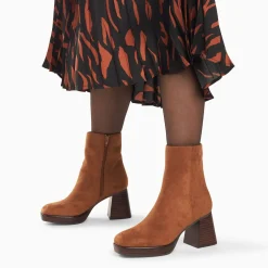 Vanessa Wu Bottines Marina Camel A Plateforme Et Talon Bois