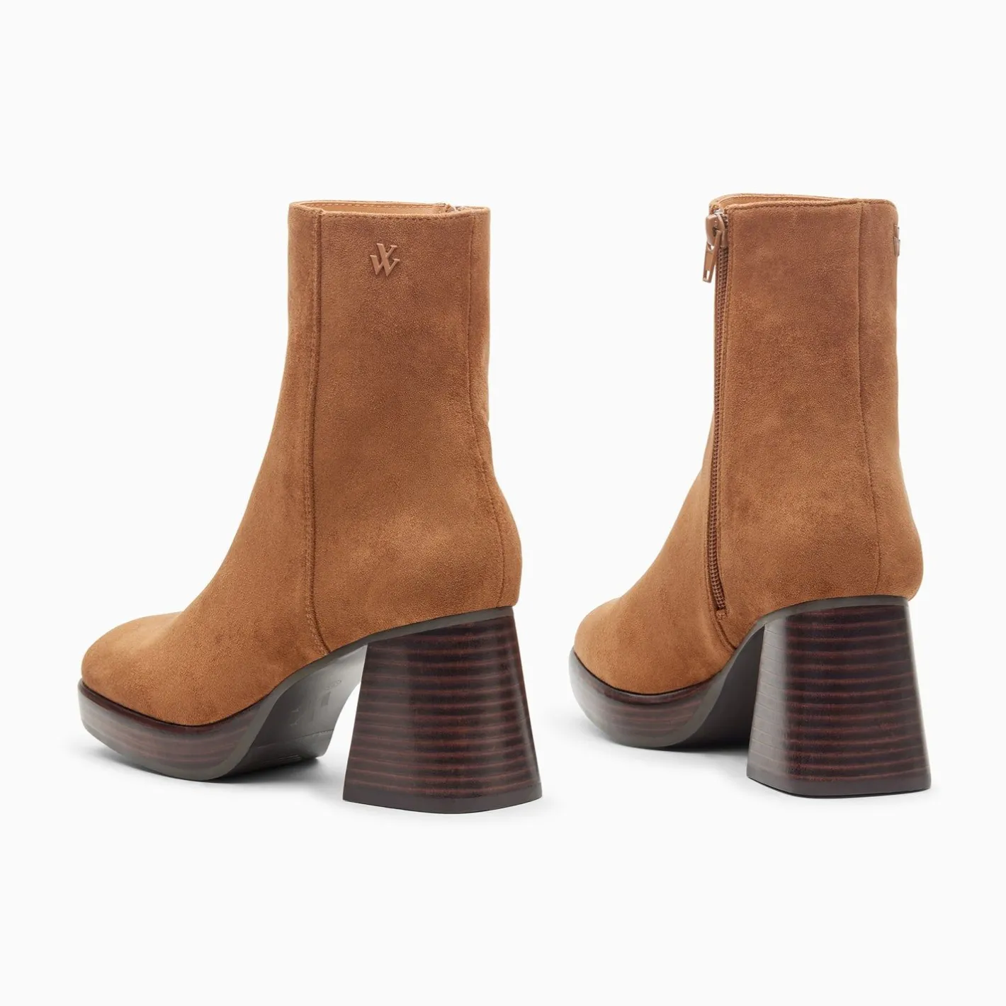 Vanessa Wu Bottines Marina Camel A Plateforme Et Talon Bois