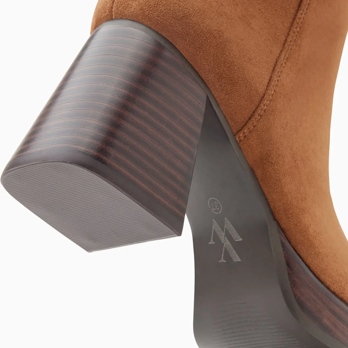 Vanessa Wu Bottines Marina Camel A Plateforme Et Talon Bois