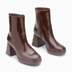 Vanessa Wu Bottines Marina Marron A Plateforme Et Talon Bois Sale