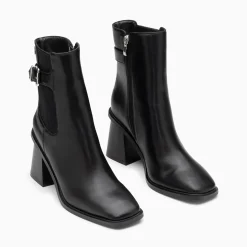 Vanessa Wu Bottines Montantes Clementine Noires A Talon Trapeze Best