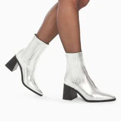 Vanessa Wu Bottines Montantes Taylor Argent A Talon Trapeze Hot