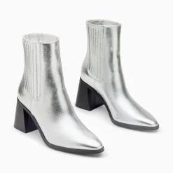 Vanessa Wu Bottines Montantes Taylor Argent A Talon Trapeze Hot