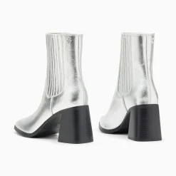 Vanessa Wu Bottines Montantes Taylor Argent A Talon Trapeze Hot