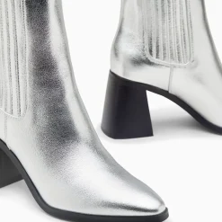 Vanessa Wu Bottines Montantes Taylor Argent A Talon Trapeze Hot