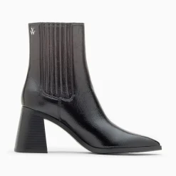 Vanessa Wu Bottines Montantes Taylor Noires A Talon Trapeze Clearance