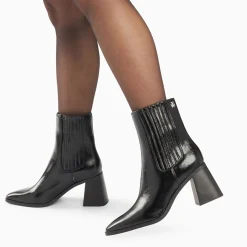 Vanessa Wu Bottines Montantes Taylor Noires A Talon Trapeze Clearance