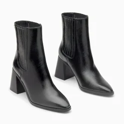 Vanessa Wu Bottines Montantes Taylor Noires A Talon Trapeze Clearance