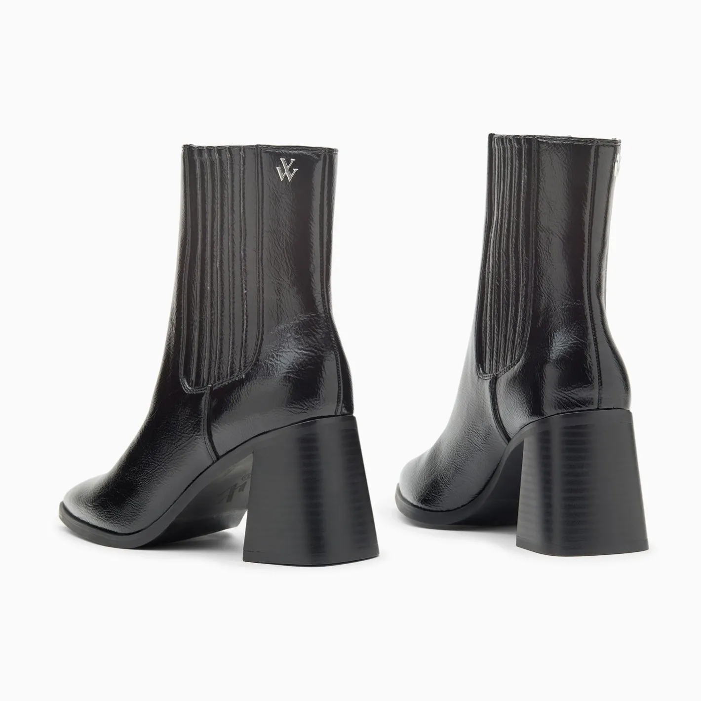 Vanessa Wu Bottines Montantes Taylor Noires A Talon Trapeze Clearance