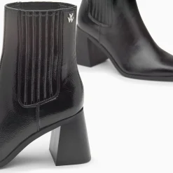 Vanessa Wu Bottines Montantes Taylor Noires A Talon Trapeze Clearance