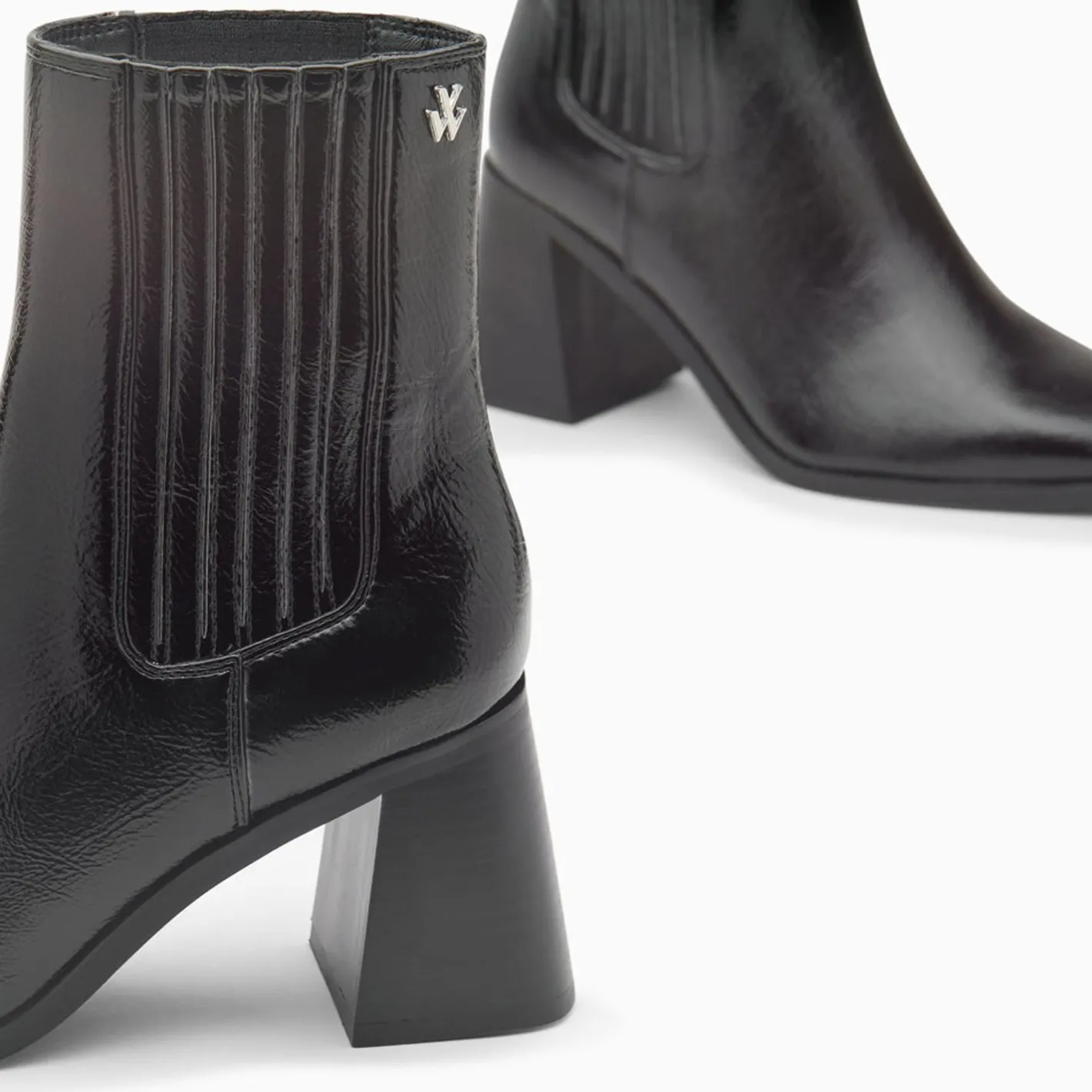 Vanessa Wu Bottines Montantes Taylor Noires A Talon Trapeze Clearance