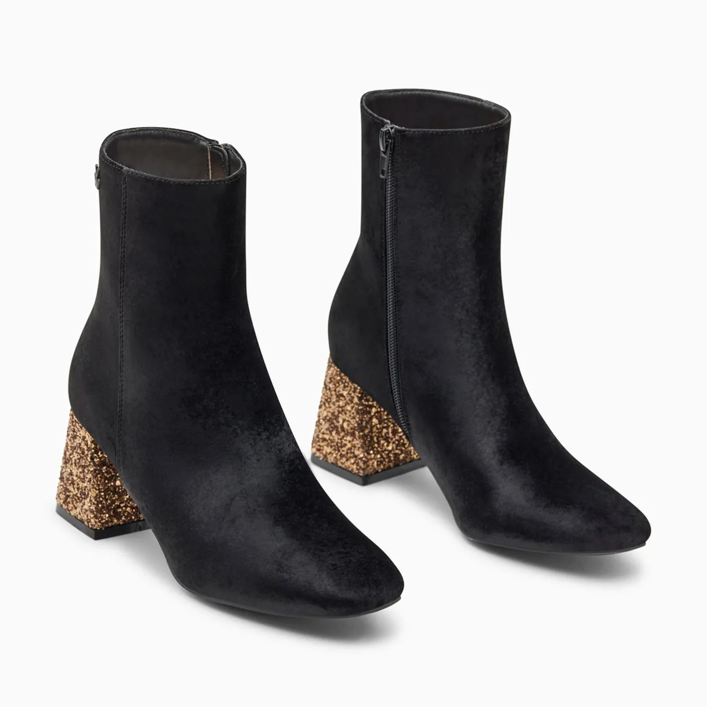 Vanessa Wu Bottines New York Noires A Talon Paillete Bronze