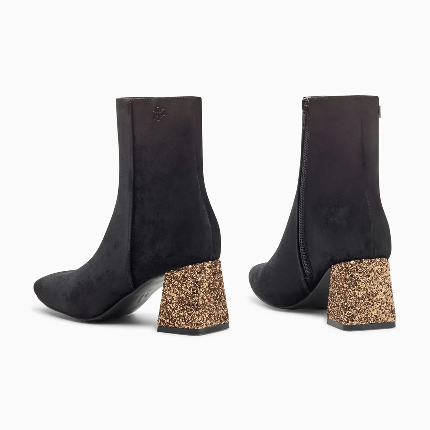Vanessa Wu Bottines New York Noires A Talon Paillete Bronze