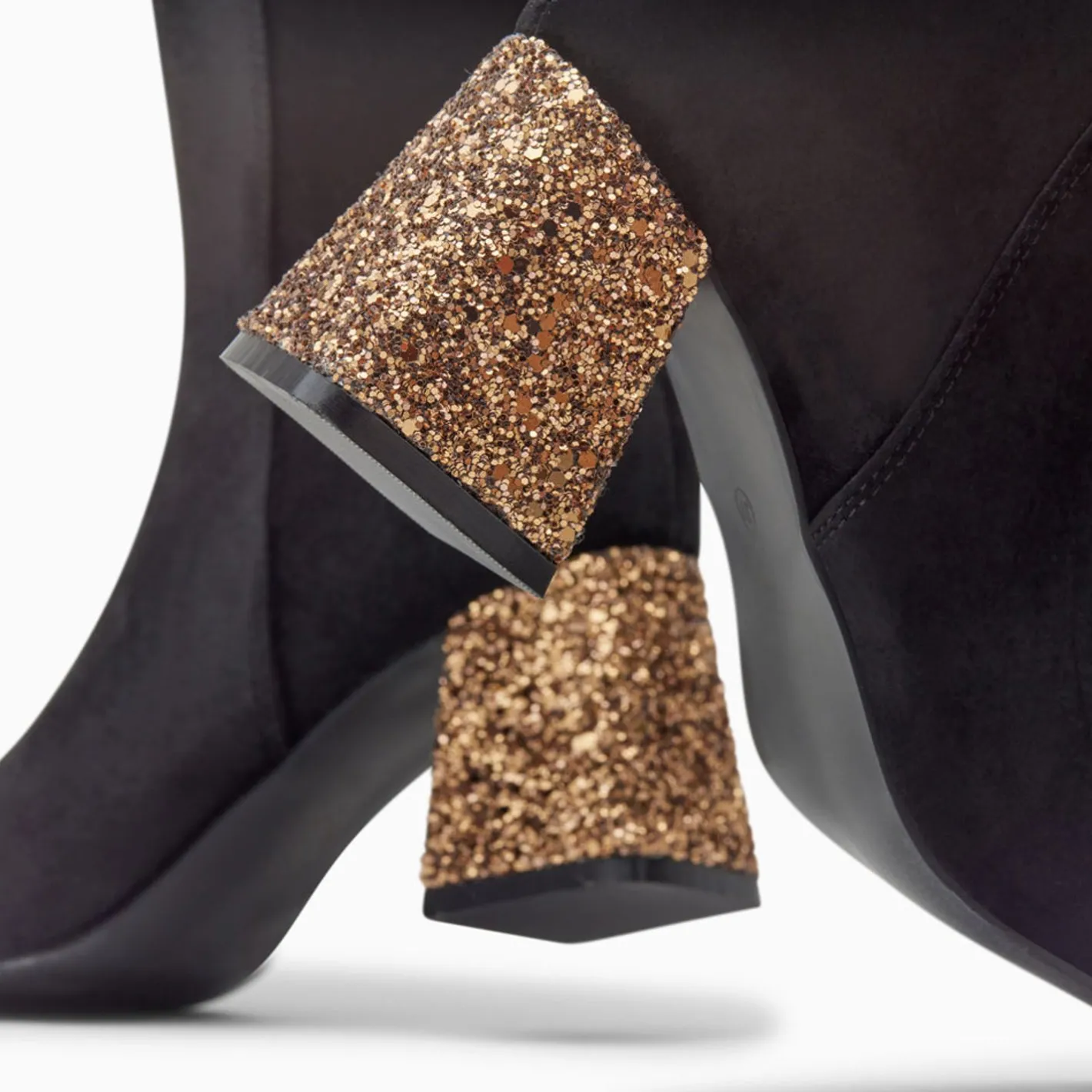 Vanessa Wu Bottines New York Noires A Talon Paillete Bronze