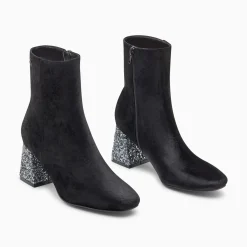 Vanessa Wu Bottines New York Noires A Talon Paillete Argent Sale