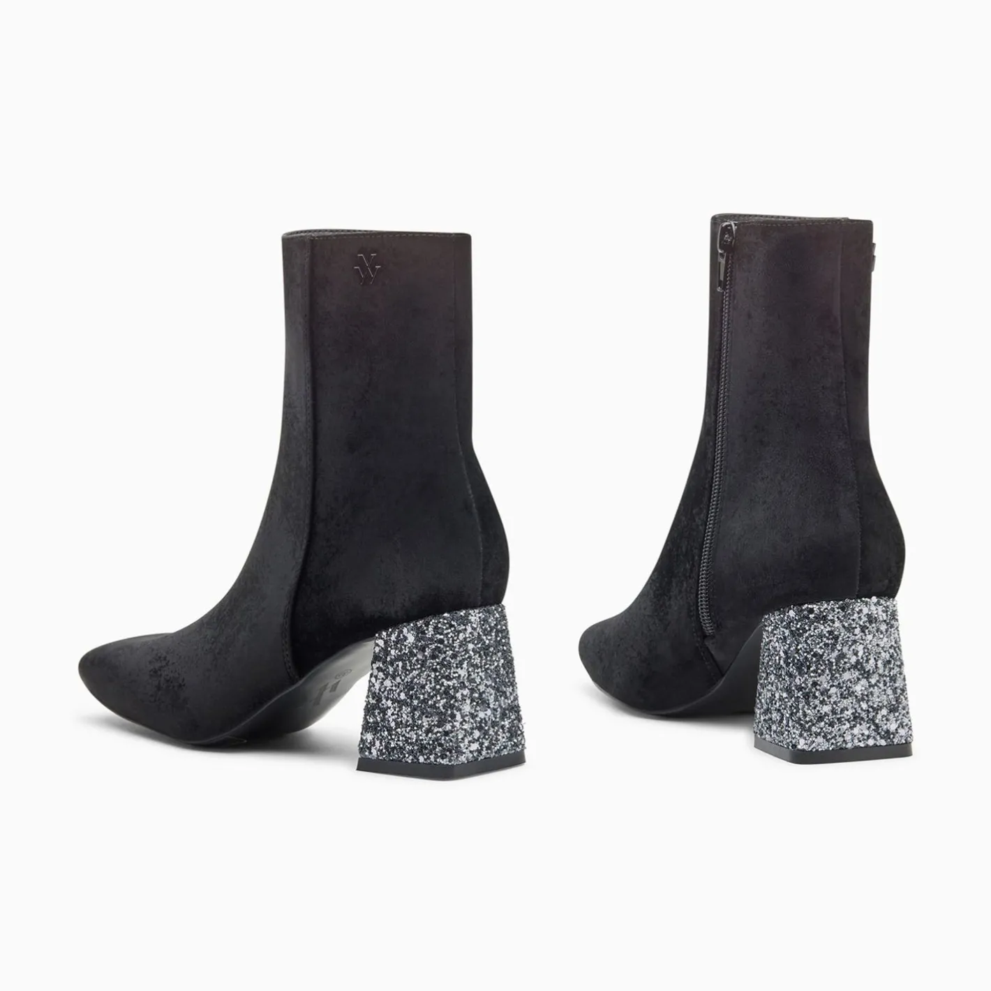 Vanessa Wu Bottines New York Noires A Talon Paillete Argent Sale