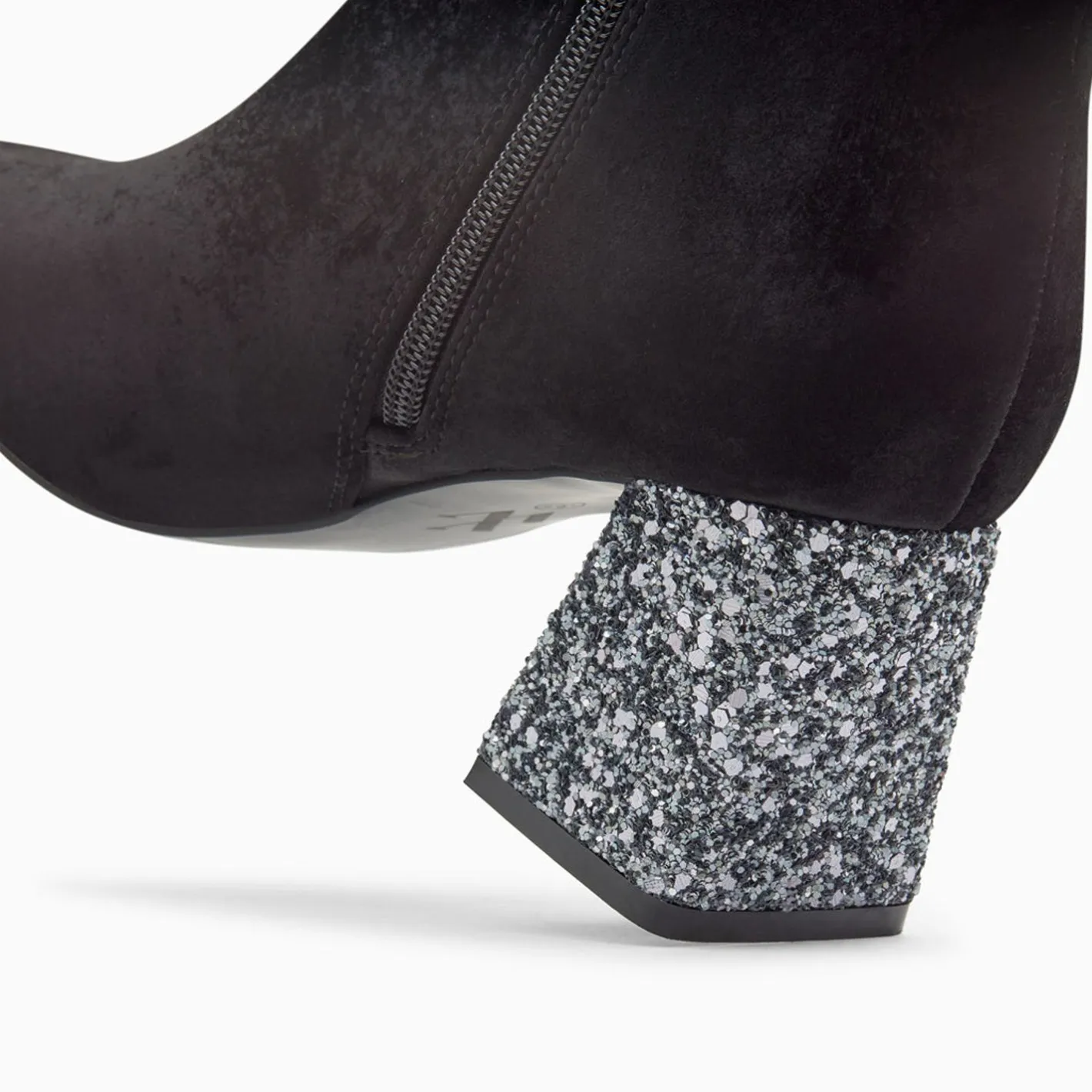 Vanessa Wu Bottines New York Noires A Talon Paillete Argent Sale