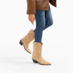 Vanessa Wu Bottines Santiags Beverly Beiges Mi-Mollet Hot