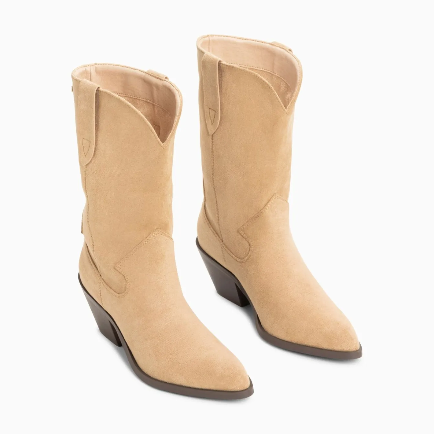 Vanessa Wu Bottines Santiags Beverly Beiges Mi-Mollet Hot
