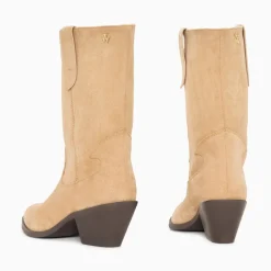 Vanessa Wu Bottines Santiags Beverly Beiges Mi-Mollet Hot