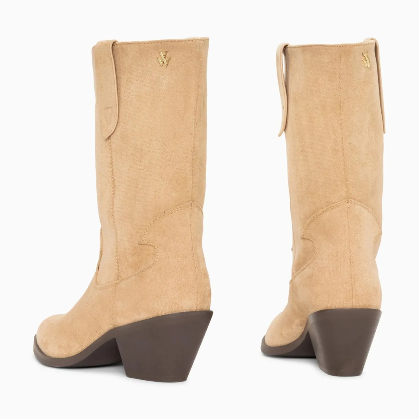 Vanessa Wu Bottines Santiags Beverly Beiges Mi-Mollet Hot