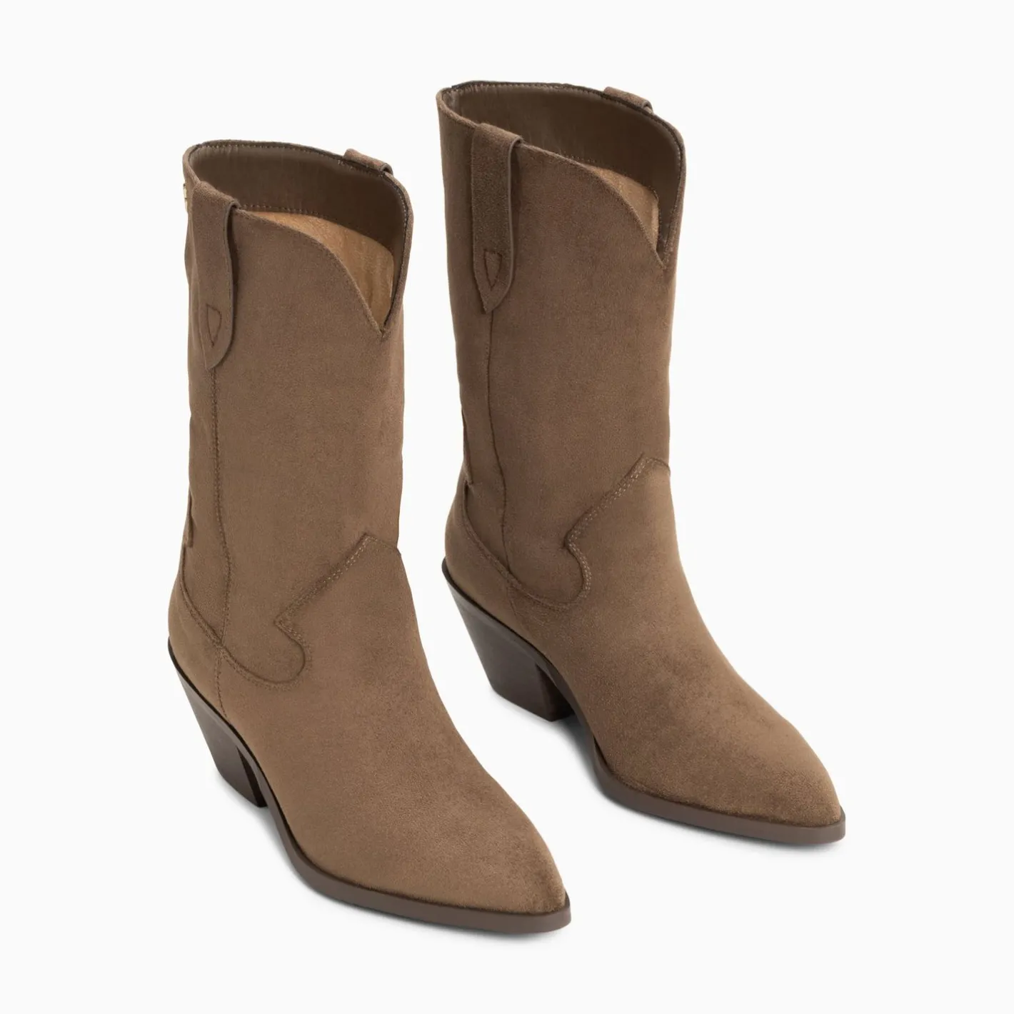 Vanessa Wu Bottines Santiags Beverly Taupe Mi-Mollet Sale