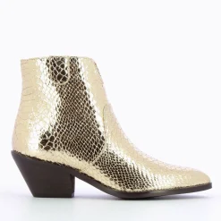 Vanessa Wu Bottines Santiags Caroline Or Effet Serpent Discount