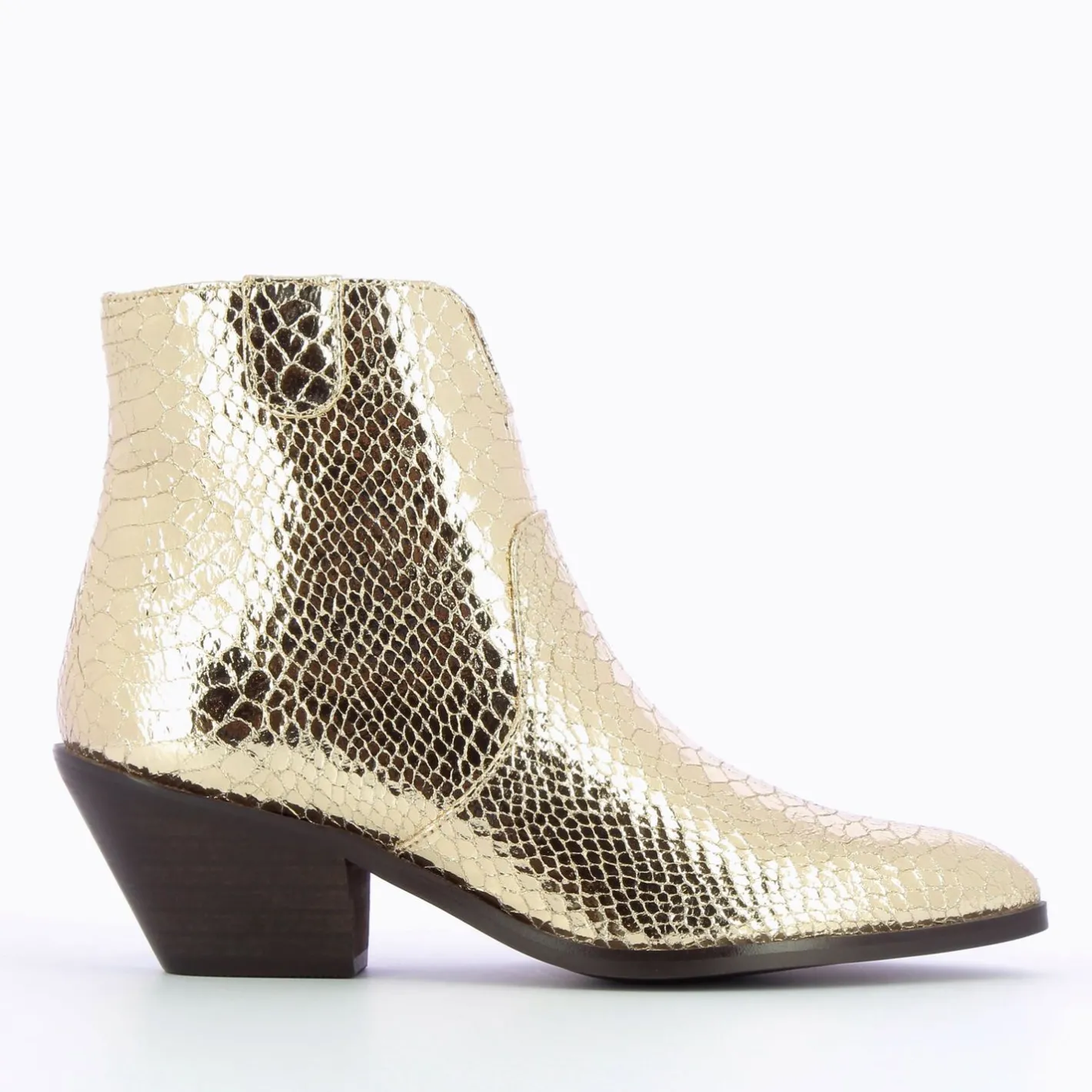Vanessa Wu Bottines Santiags Caroline Or Effet Serpent Discount
