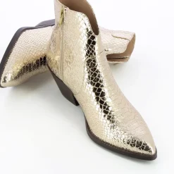 Vanessa Wu Bottines Santiags Caroline Or Effet Serpent Discount