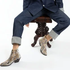 Vanessa Wu Bottines Santiags Caroline Multicolores Effet Serpent Outlet