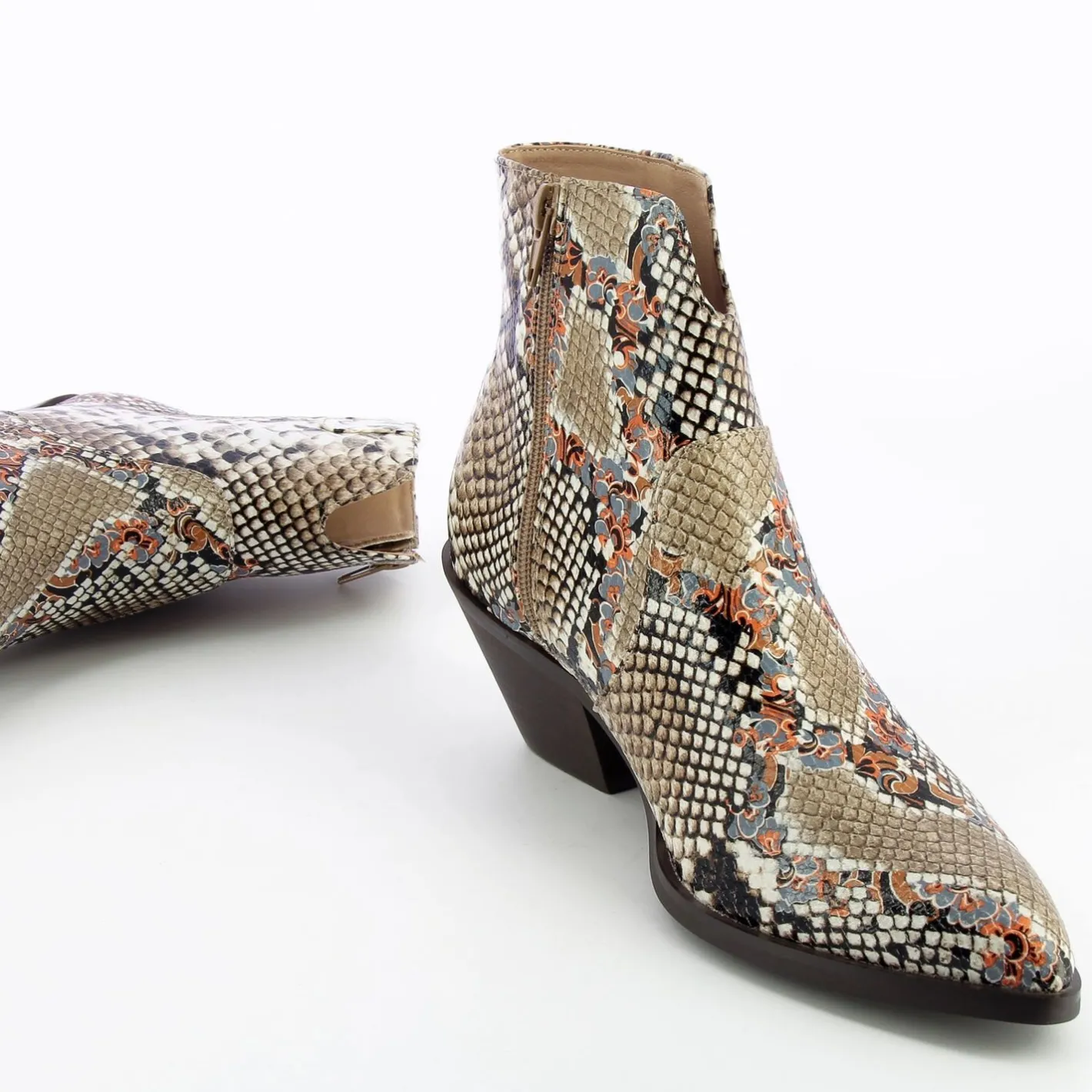 Vanessa Wu Bottines Santiags Caroline Multicolores Effet Serpent Outlet