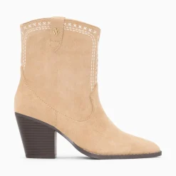 Vanessa Wu Bottines Santiags Danae Montantes Beiges A Broderies Best