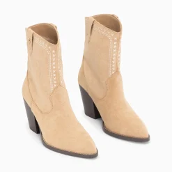 Vanessa Wu Bottines Santiags Danae Montantes Beiges A Broderies Best