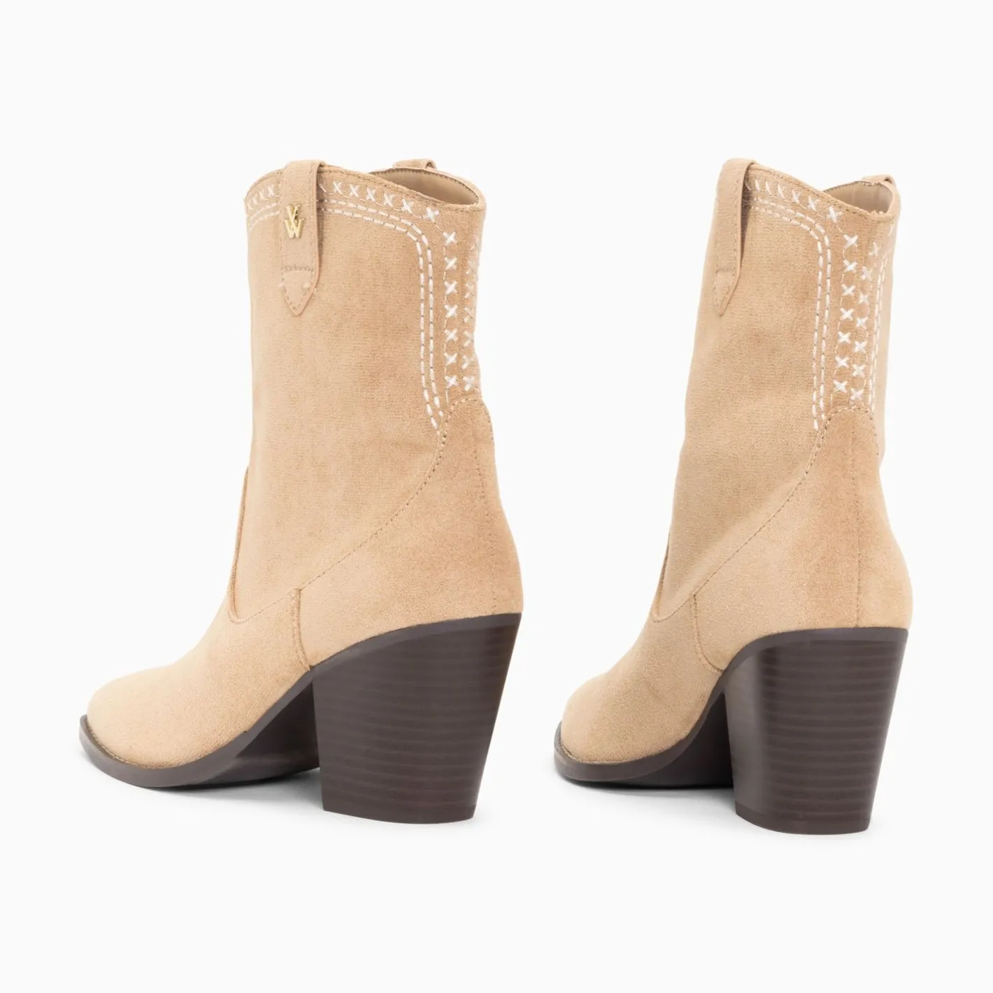 Vanessa Wu Bottines Santiags Danae Montantes Beiges A Broderies Best