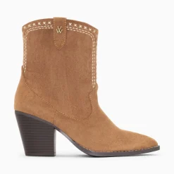 Vanessa Wu Bottines Santiags Danae Montantes Camel A Broderies Hot