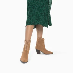 Vanessa Wu Bottines Santiags Danae Montantes Camel A Broderies Hot