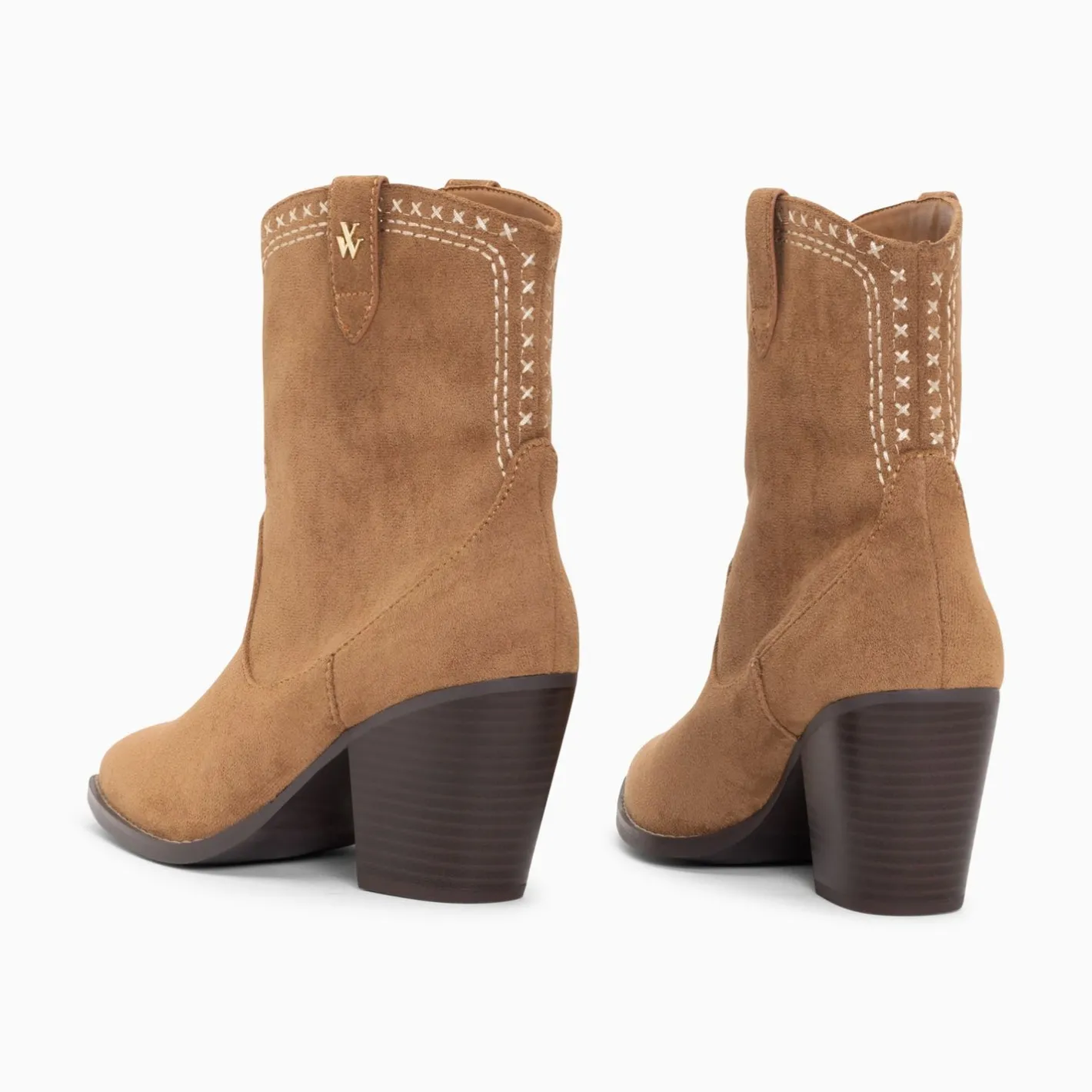Vanessa Wu Bottines Santiags Danae Montantes Camel A Broderies Hot