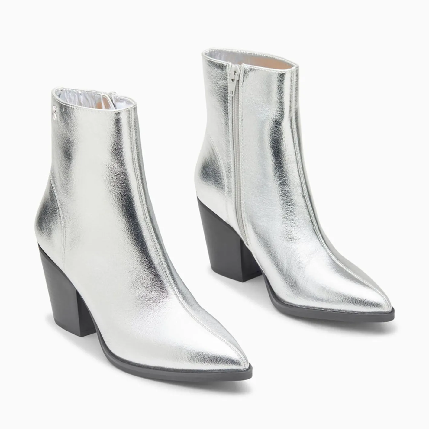 Vanessa Wu Bottines Santiags Dina Argent A Talon Sale