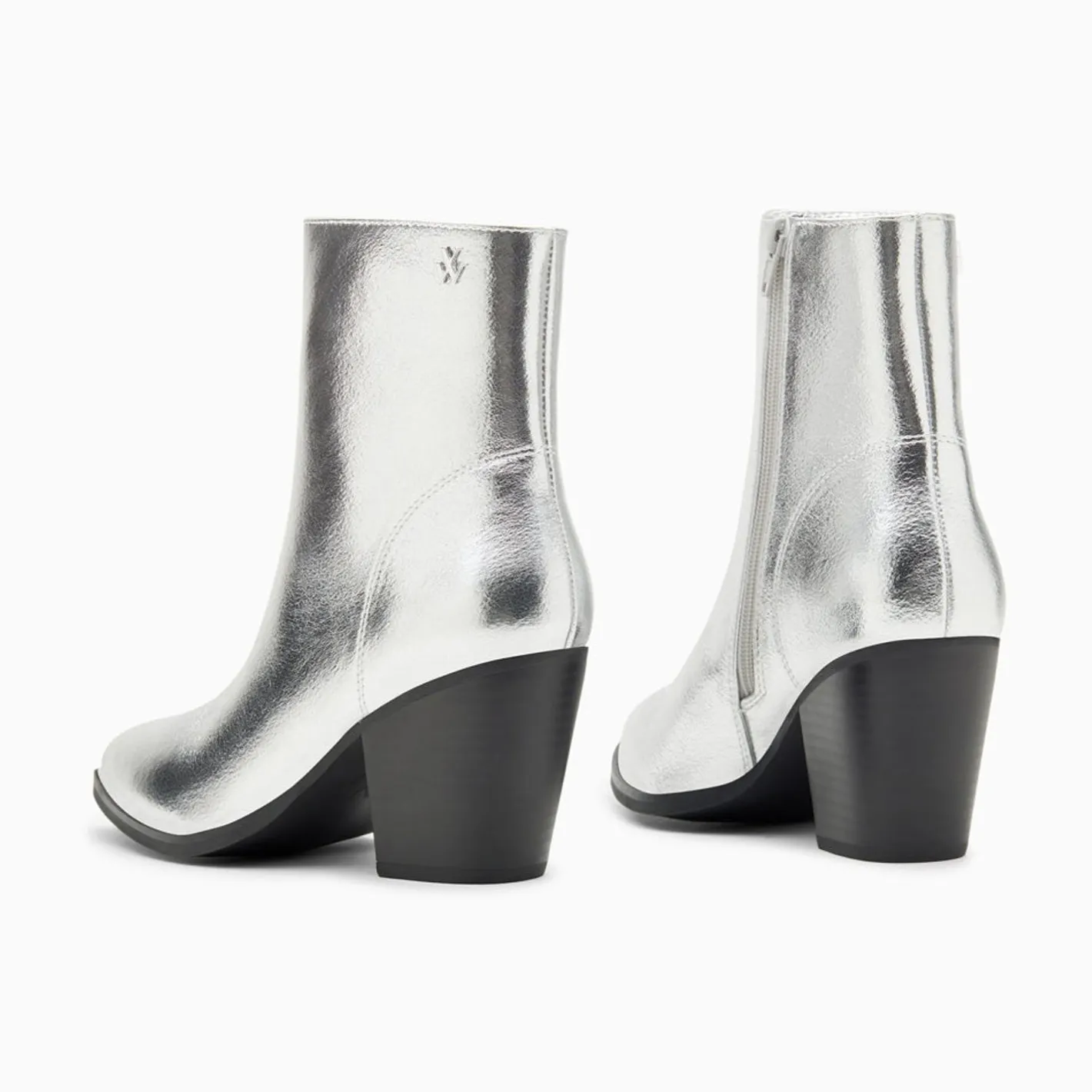Vanessa Wu Bottines Santiags Dina Argent A Talon Sale