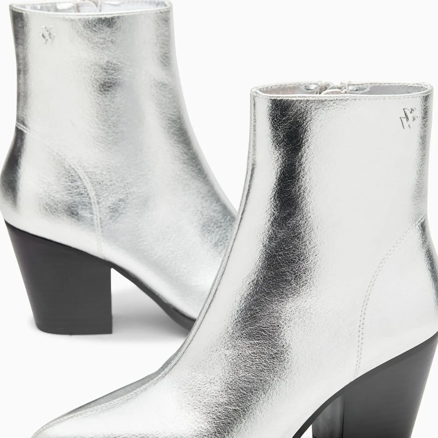 Vanessa Wu Bottines Santiags Dina Argent A Talon Sale