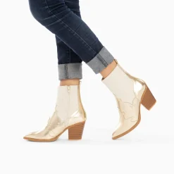 Vanessa Wu Bottines Santiags Kelsey Bi-Matiere Beige Et Or Best