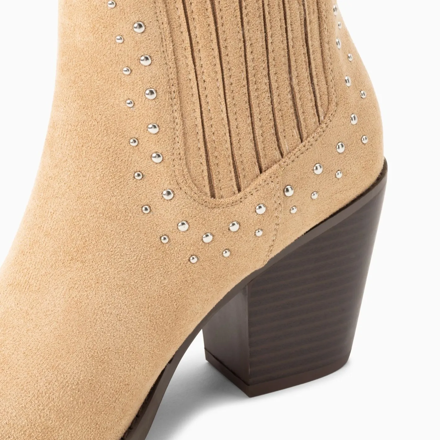 Vanessa Wu Bottines Santiags Rivoli Montantes Beiges A Clous