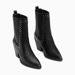 Vanessa Wu Bottines Santiags Rivoli Montantes Noires A Clous Outlet