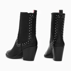 Vanessa Wu Bottines Santiags Rivoli Montantes Noires A Clous Outlet