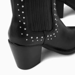 Vanessa Wu Bottines Santiags Rivoli Montantes Noires A Clous Outlet