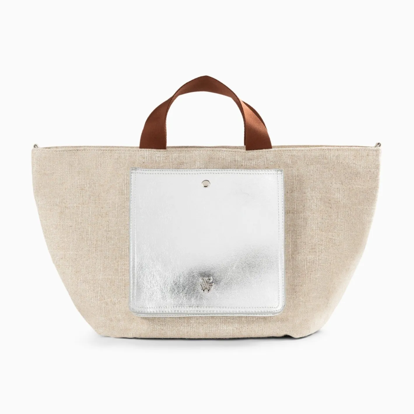 Vanessa Wu Cabas Iris Beige A Pochette Argent Clearance