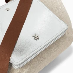 Vanessa Wu Cabas Iris Beige A Pochette Argent Clearance